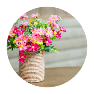 Vase of pink flowers